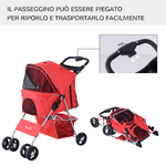 PawHut-Passeggino-per-Animali-Domestici-Pieghevole-Rosso-75-x-46-x-94-cm