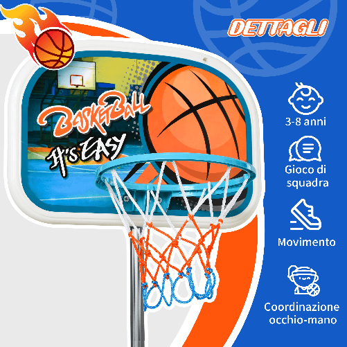 HOMCOM-Set-Canestro-per-Bambini-Regolabile-in-Altezza-con-Palla-da-Basket-Base-e-Pompa-Gonfiaggio-Inclusi