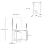 HOMCOM-Stender-Appendiabiti-e-Stendibiancheria-Estensibile-2-Ripiani-Altezza-Regolabile-e-Ruote-88-157x50x95-160cm-Bianco