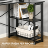 HOMCOM-Scrivania-Angolare-a-Scomparsa-Pieghevole-con-2-Ripiani-Laterali-in-Legno-e-Metallo---Nera