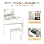 HOMCOM-Mobile-Toletta-con-Specchio-Sgabello-e-Cassetto-Tavolo-Consolle-Bianco