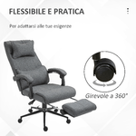 Vinsetto-Sedia-da-Ufficio-Ergonomica-ad-Altezza-Regolabile-con-Braccioli-e-Poggiapiedi-66x70x115-123-cm-Grigia