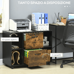 Vinsetto-Mobile-da-Ufficio-2-Cassetti-Porta-Documenti-e-Ripiani-Ruote-con-Blocco-80x40x66cm-Marrone-Rustico