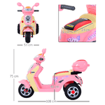 HOMCOM-Motorino-per-bambini-Triciclo-Elettrico-per-Bambine-6V-con-Luci-e-Musica-Rosa