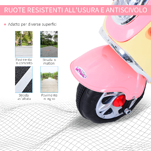 HOMCOM-Motorino-per-bambini-Triciclo-Elettrico-per-Bambine-6V-con-Luci-e-Musica-Rosa