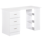 HOMCOM Scrivania Porta PC con 3 Cassetti e 3 Ripiani, Scrivania per Camera e Ufficio in Legno 120x49x72cm Bianco