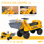 HOMCOM-Ruspa-Giocattolo-con-Volante-Escavatore-Manuale-e-Vano-Nascosto-Gioco-Cavalcabile-Bambini-2-3-Anni-70x26x37cm-Giallo