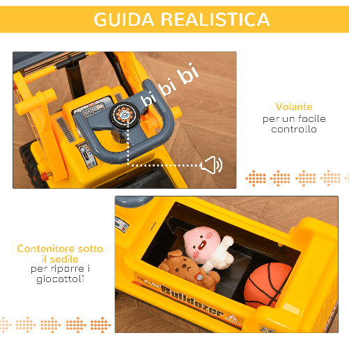 HOMCOM-Ruspa-Giocattolo-con-Volante-Escavatore-Manuale-e-Vano-Nascosto-Gioco-Cavalcabile-Bambini-2-3-Anni-70x26x37cm-Giallo