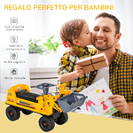 HOMCOM-Ruspa-Giocattolo-con-Volante-Escavatore-Manuale-e-Vano-Nascosto-Gioco-Cavalcabile-Bambini-2-3-Anni-70x26x37cm-Giallo