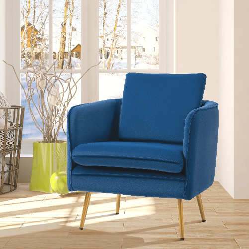 HOMCOM-Poltroncina-in-Velluto-Imbottita-con-Braccioli-63x61x80cm-Blu