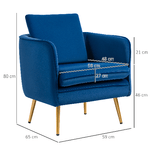 HOMCOM-Poltroncina-in-Velluto-Imbottita-con-Braccioli-63x61x80cm-Blu