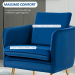 HOMCOM-Poltroncina-in-Velluto-Imbottita-con-Braccioli-63x61x80cm-Blu
