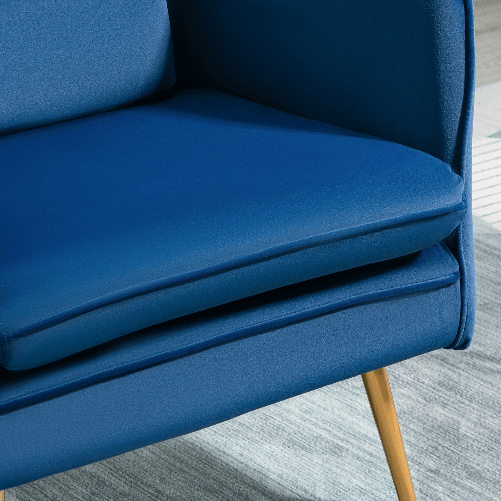 HOMCOM-Poltroncina-in-Velluto-Imbottita-con-Braccioli-63x61x80cm-Blu