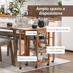 HOMCOM-Carrello-da-Cucina-con-Piano-in-Mattonella-Servizio-Ausiliare-Legno-metallo-Cromato-6-Ruote-Cassetto