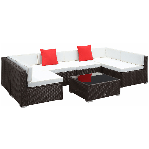 Outsunny Set Mobili da Giardino in Rattan PE da 3 Pezzi, Salotto da Esterno  con 2 Sedie e Tavolino con Ripiano in Vetro per Terrazza e Bistrò, Grigio