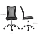 Vinsetto-Sedia-da-Ufficio-Ergonomica-Senza-Braccioli-Tessuto-Traspirante-a-Rete-Altezza-Regolabile-e-5-Ruote-43x56x90-100cm-Nero