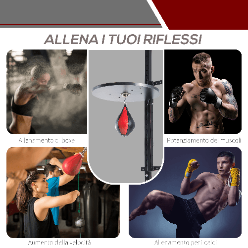 HOMCOM-Piattaforma-Boxe-con-Speed-Ball-di-Φ21-cm-Punchball-per-Allenamento