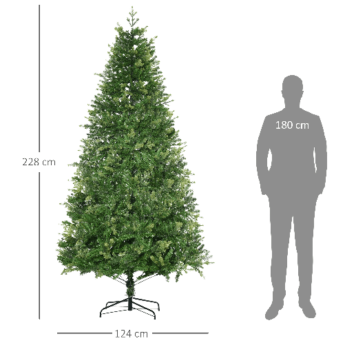 HOMCOM-Albero-di-Natale-per-Interni-con-2056-Rami-e-Base-in-Metallo-Ø124x228-cm-Verde