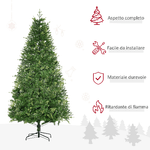 HOMCOM-Albero-di-Natale-per-Interni-con-2056-Rami-e-Base-in-Metallo-Ø124x228-cm-Verde