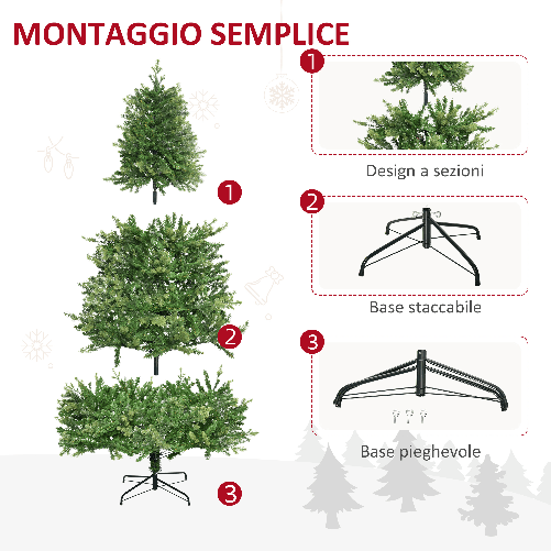 HOMCOM-Albero-di-Natale-per-Interni-con-2056-Rami-e-Base-in-Metallo-Ø124x228-cm-Verde