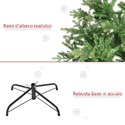 HOMCOM-Albero-di-Natale-per-Interni-con-2056-Rami-e-Base-in-Metallo-Ø124x228-cm-Verde