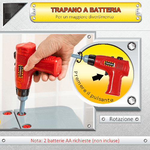 HOMCOM-Banco-da-Lavoro-da-79-Pezzi-per-Bambini-da-3-Anni-in-Su-con-Trapano-a-Batteria-e-Attrezzi---Multicolore