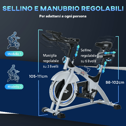 HOMCOM-Cyclette-da-Camera-con-Monitor-LCD-e-Volano-15kg-Sellino-e-Manubrio-Regolabili---Argento-Nero