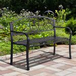 Outsunny-Panchina-da-Giardino-in-Ferro-Battuto-Nero