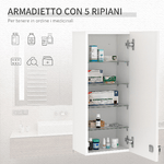 kleankin-Armadietto-Medicinali-a-Muro-con-Serratura-5-Ripiani-e-Mensole-Regolabili-in-Legno-e-Vetro-Bianco-30x20x70cm