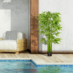 HOMCOM-Pianta-Finta-di-Bambu-Alta-160cm-con-Vaso-Nero-per-Interno-ed-Esterno