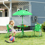 Outsunny-Set-Tavolo-da-Giardino-con-2-Sedie-Pieghevoli-e-Ombrellone-per-Bambini-in-Metallo-e-Poliestere-Verde