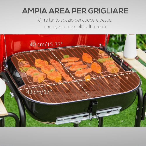 Outsunny-BBQ-Grill-Barbecue-a-Carbonella-con-Presa-d-Aria-Ripiani-Laterali-Coperchio-e-2-Ruote-Acciaio-98-x-49-x-81-cm-Nero-e-rosso