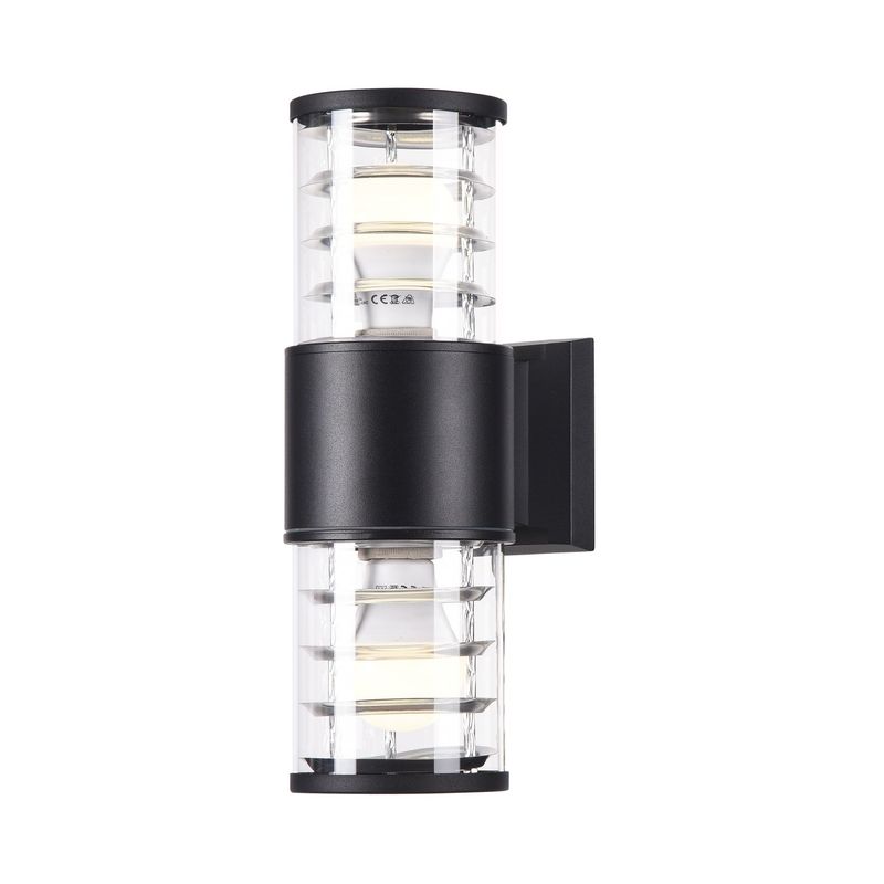 Lampada-Da-Parete-Moderna-Per-Esterno-Alluminio-Nero-2-Luci-E27-60W-Ip54