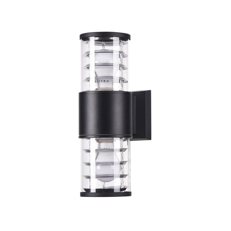 Lampada-Da-Parete-Moderna-Per-Esterno-Alluminio-Nero-2-Luci-E27-60W-Ip54