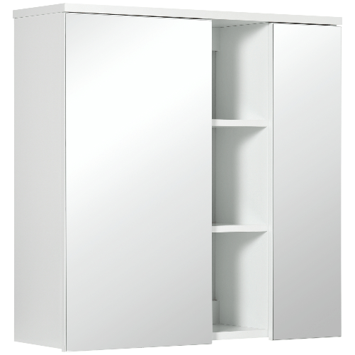 kleankin-Armadietto-Specchiera-Bagno-2-Ante-con-Ripiani-Aperti-e-Mensole-Regolabili-60x20x61cm-Bianco