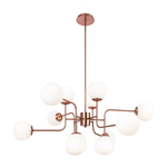 Lampadario-Sospensione-Erich-In-Metallo-Oro-Rosa-12-Luci-E-Diffusori-Bianchi