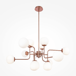 Lampadario-Sospensione-Erich-In-Metallo-Oro-Rosa-12-Luci-E-Diffusori-Bianchi