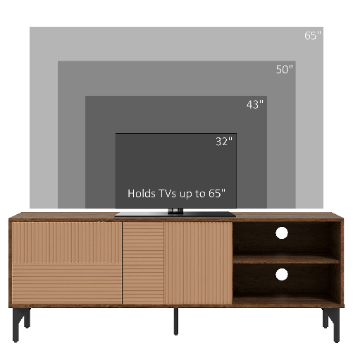 HOMCOM-Mobile-Porta-TV-fino-65--con-2-Armadietti-e-2-Vani-Aperti-in-Legno-150x40x56cm-Marrone