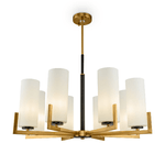 Maytoni Lampadario Contermporaneo Fortano 8 Luci Metallo Ottone Diffusori Vetro Bianchi