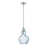 Sospensione-Contemporanea-Eustoma-Metallo-Nichel-1-Luce-Diffusore-Vetro-Blu