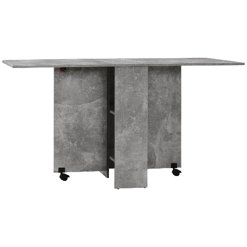 HOMCOM-Tavolo-Pieghevole-in-Legno-per-4-6-Persone-con-Ruote-75x140x74cm-Grigio