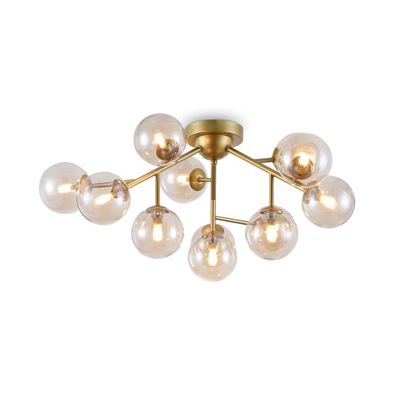 Lampadario-Contemporaneo-Dallas-Metallo-Oro-12-Luci-Diffusori-Ambra