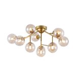 Lampadario-Contemporaneo-Dallas-Metallo-Oro-12-Luci-Diffusori-Ambra