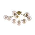 Lampadario-Contemporaneo-Dallas-Metallo-Oro-12-Luci-Diffusori-Ambra