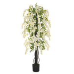 Outsunny Pianta Artificiale Glicine Bianco Finto 165cm per Interni ed Esterni