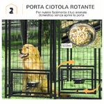 PawHut-Kennel-per-Cani-in-Acciaio-per-Interni-ed-Esterni-con-Tettuccio-in-Tessuto-Oxford-e-2-Ciotole-244x122x183-cm