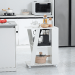 HOMCOM-Carrello-da-Cucina-Portavivande-in-Legno-con-2-Ripiani-e-Ruote-60x38x77cm-Bianco