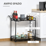 HOMCOM-Carrello-da-Cucina-2-Ripiani-in-Stile-Industriale-Portavivande-con-4-Ruote-Girevoli-e-Maniglia-Legno-e-Metallo-Marrone