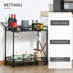 HOMCOM-Carrello-da-Cucina-2-Ripiani-in-Stile-Industriale-Portavivande-con-4-Ruote-Girevoli-e-Maniglia-Legno-e-Metallo-Marrone