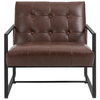 HOMCOM-Poltrona-Imbottita-Stile-Industriale-Trapuntata-a-Bottoni-Arredamento-Moderno-Poltroncina-da-Ingresso-in-Metallo-e-PU-75x81x78cm-Marrone